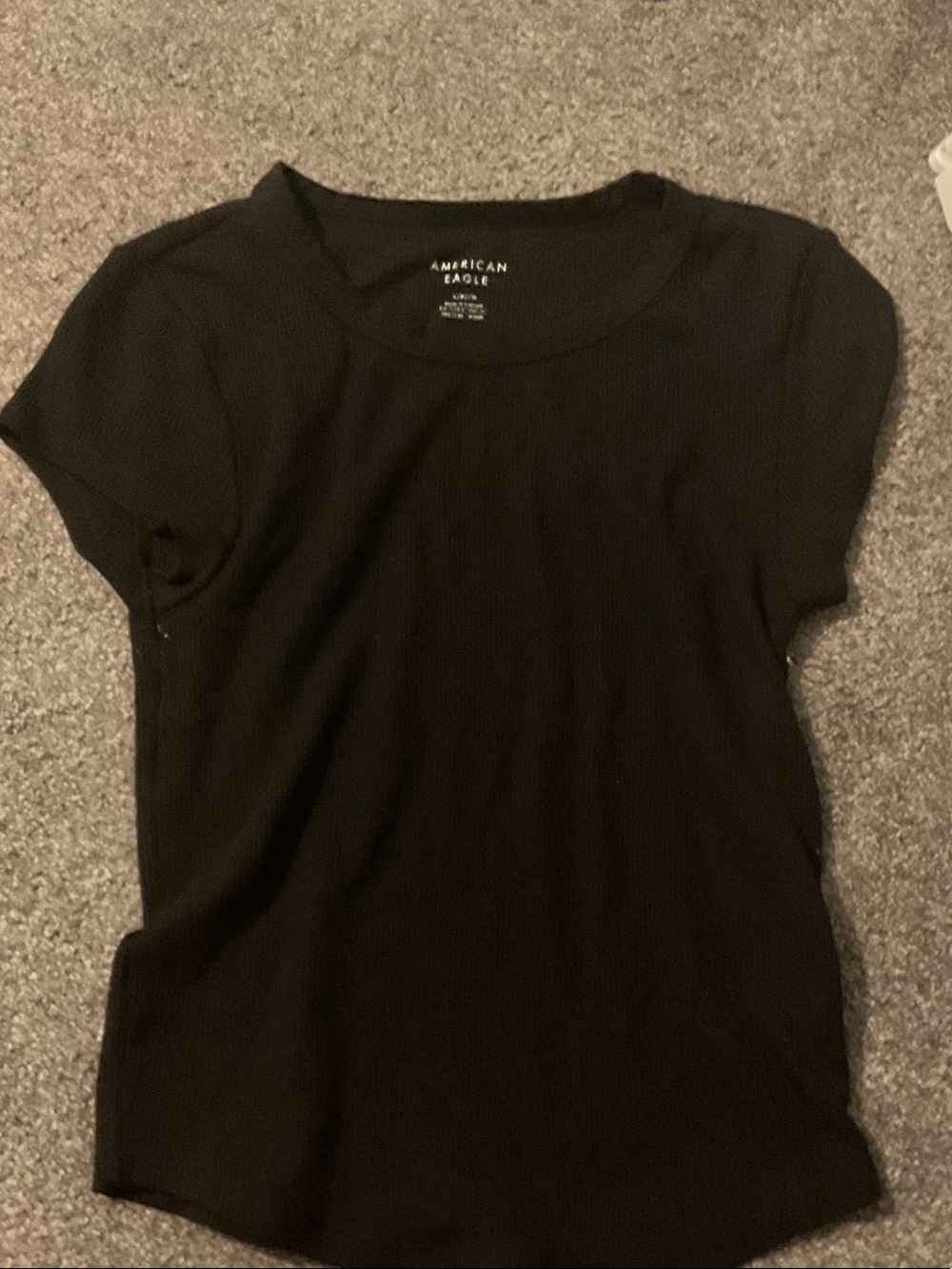 American Eagle Outfitters Black Ribbed Short Sleeve Tee